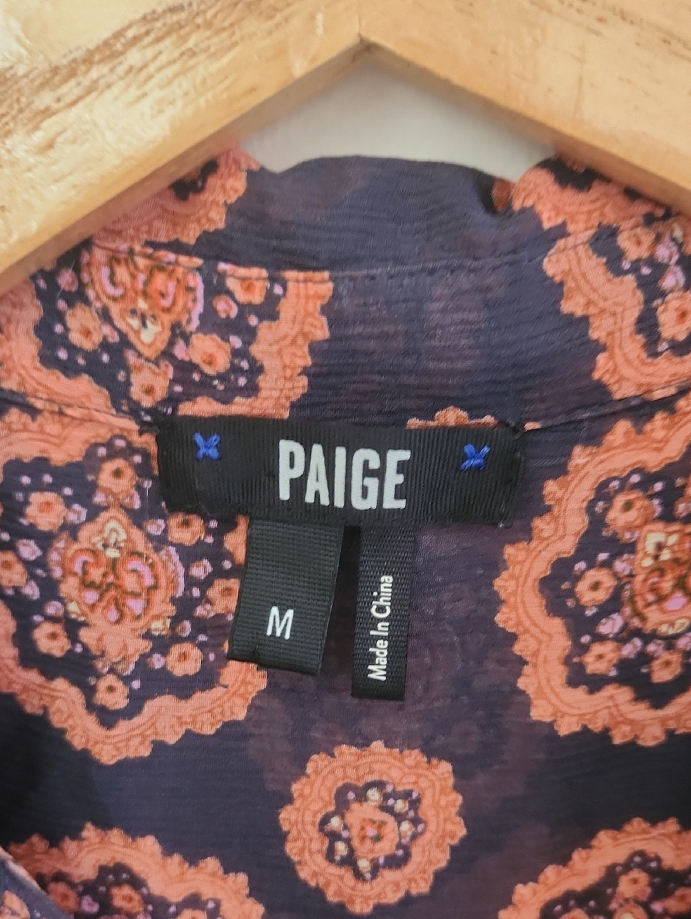Paige Caraway Periscope & Dhalia 100% Silk Print Blouse Medium - Picture 4 of 9